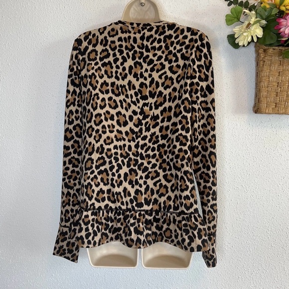 KATE SPADE | Leopard Print Long Sleeve Ruffle Bottom Size XS - Picture 9 of 11